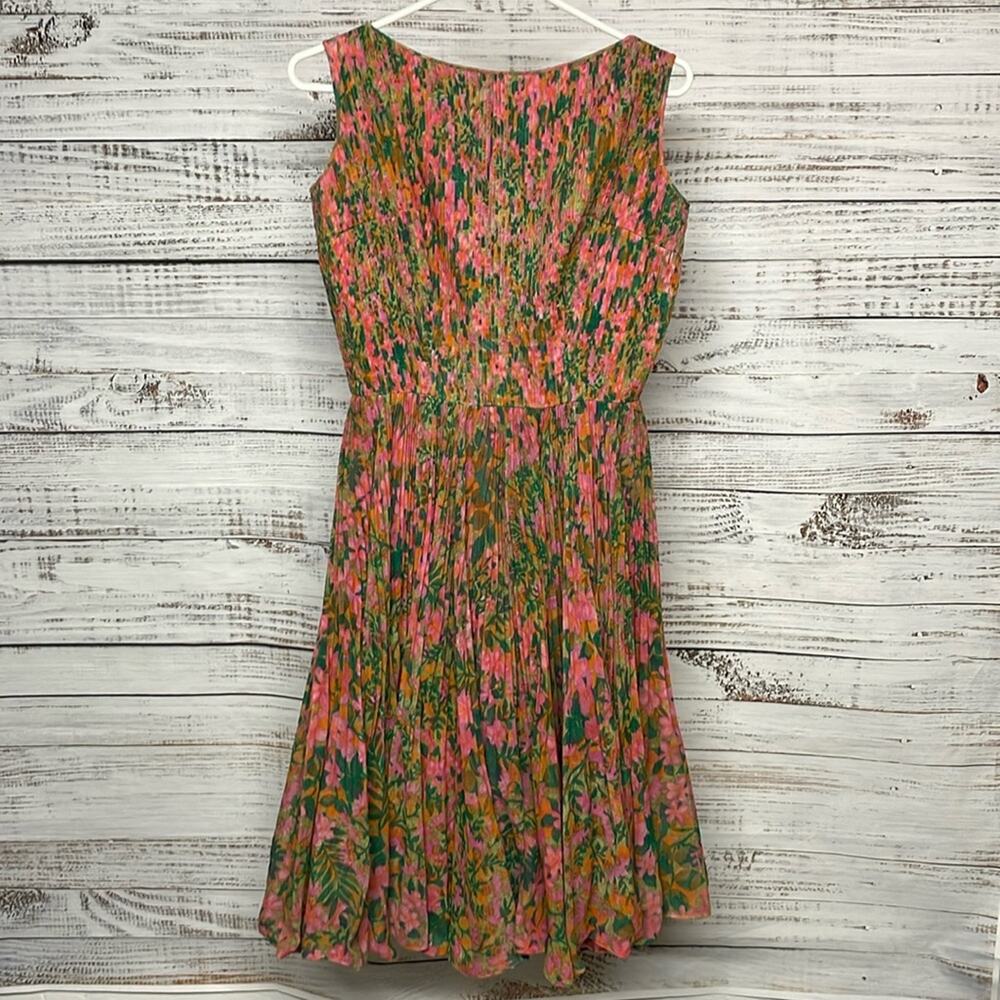 Mollie Parnis New York Small Floral Pink Green Fit & Flare